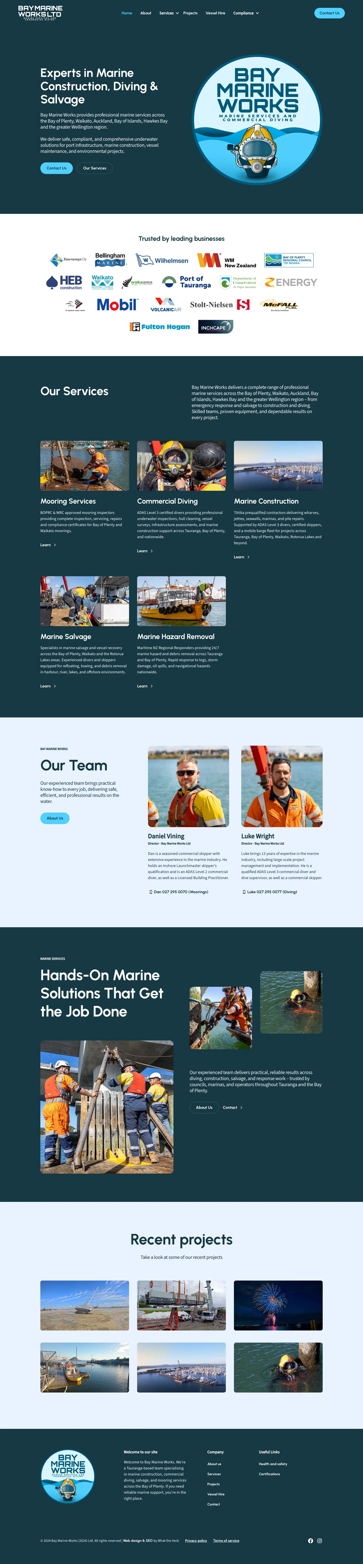 Bay Marine Works homepage full page website screenshot