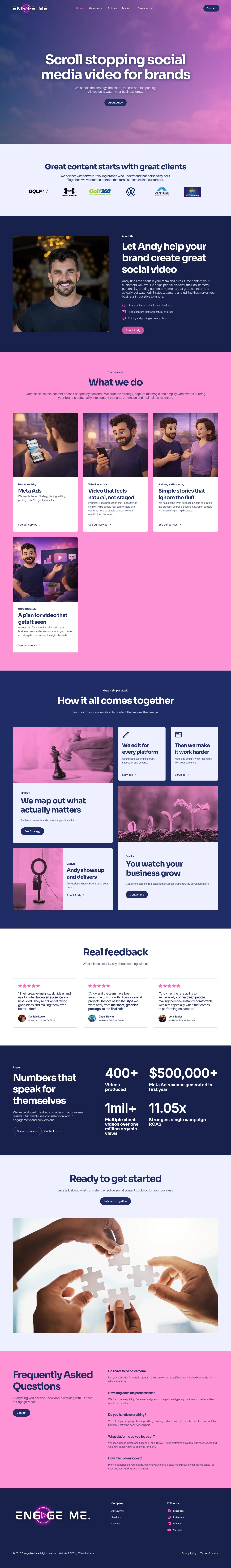 Engage Media homepage full page website screenshot
