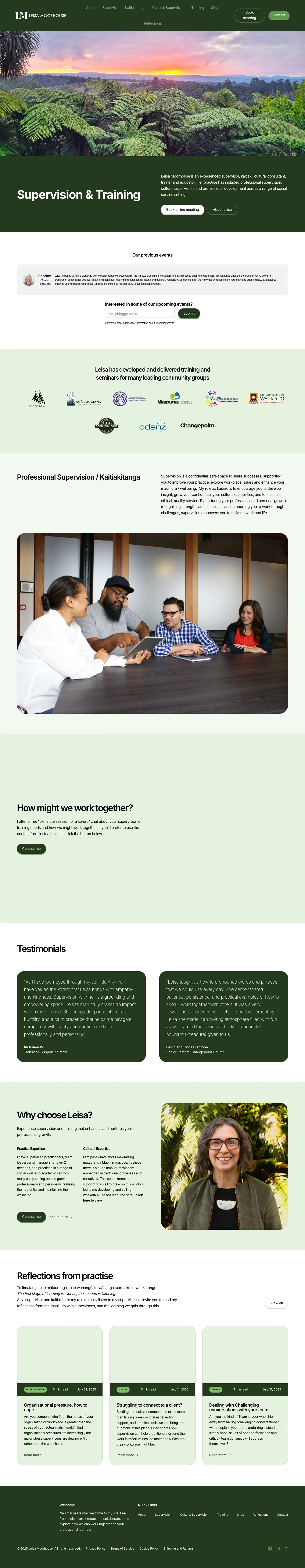 Leisa Moorhouse homepage full page website screenshot
