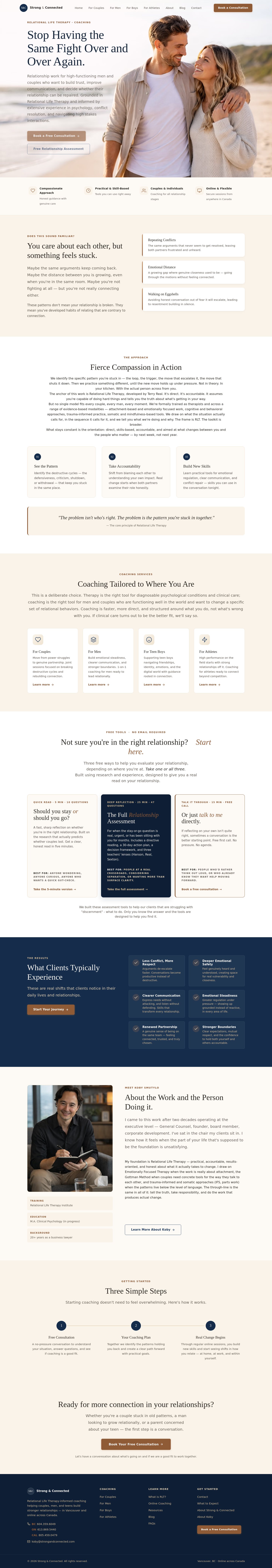 Strong & Connected - Relationship coaching website homepage full-page website screenshot